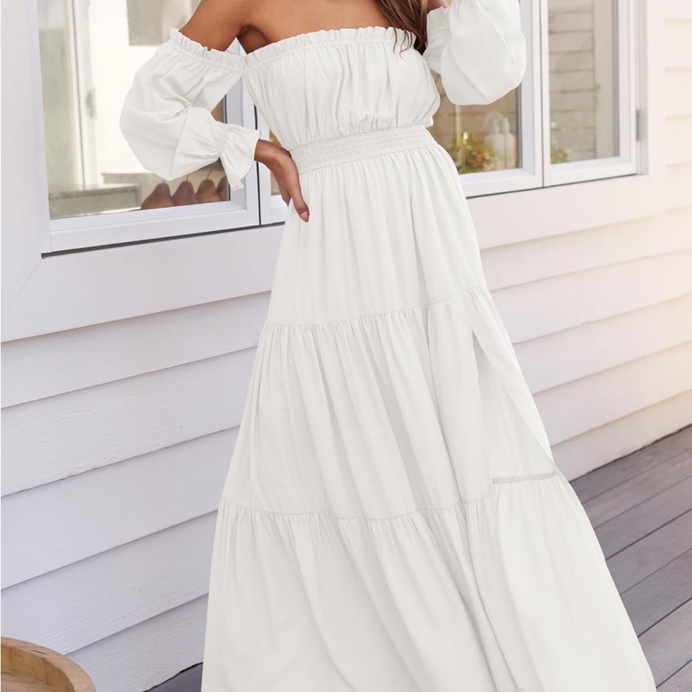 Elegant Off-Shoulder White Maxi Dress